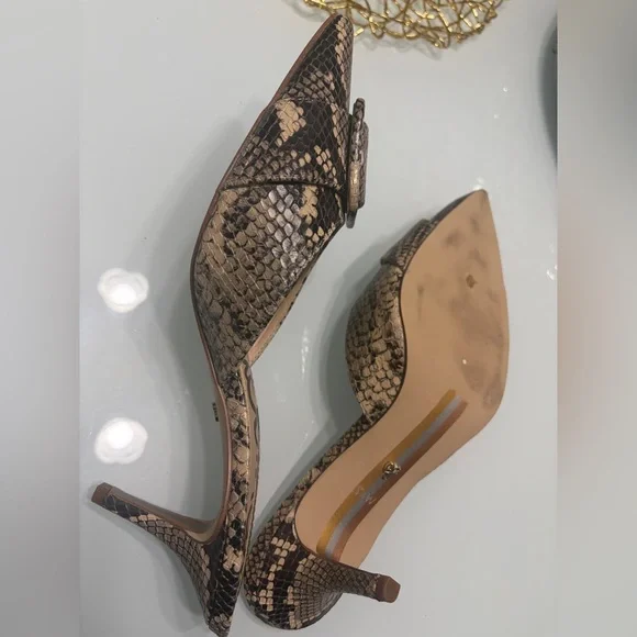 Sam Edelman Snakeskin Mules with Buckle Detail - Picture 3 of 9